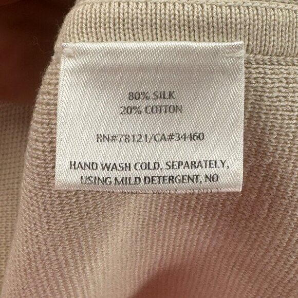 Eileen Fisher Cream Button Front Cardigan Womens L Silk-Cotton Blend Long Sleeve - Picture 6 of 7